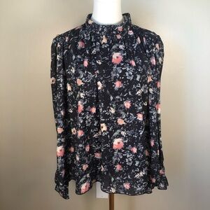 TCEC Black Floral Women's Blouse Size L